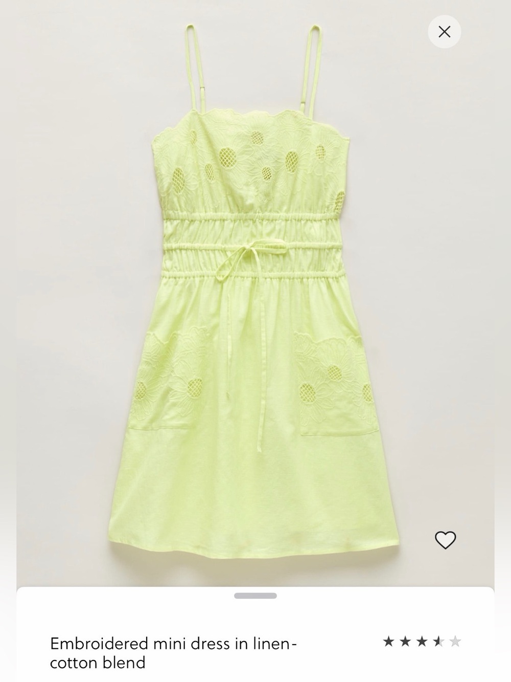 J. Crew Lime Green Embroidered Mini Dress